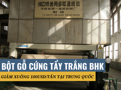 Các nhà cung cấp giảm giá nhập khẩu bột gỗ cứng tẩy trắng (BHK) xuống 100 USD/tấn tại Trung Quốc