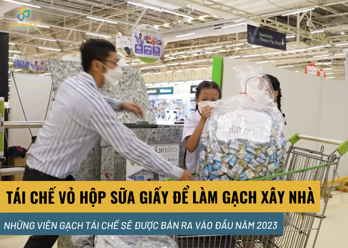 Thái Lan xây nhà cho người dân vùng bão bằng gạch làm từ vỏ hộp sữa giấy